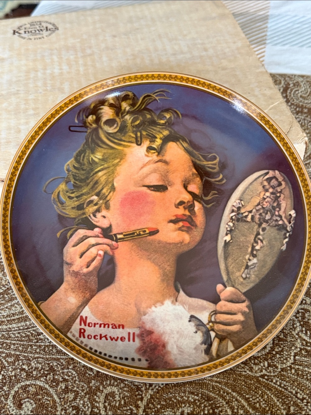Boxed Norman Rockwell Making Believe In The Mirror Knowles Fine China 1982